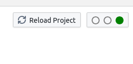 A traffic light indicator and a reload project button.