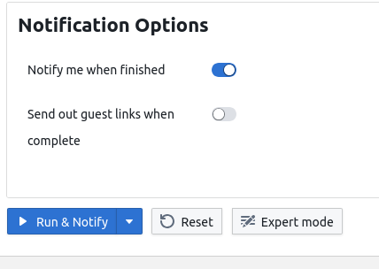 The notification options.